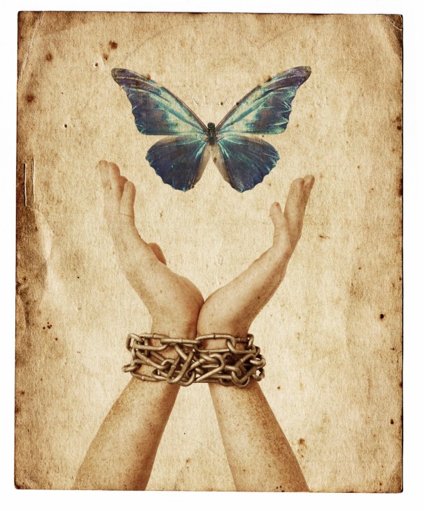 hands, chain, butterfly